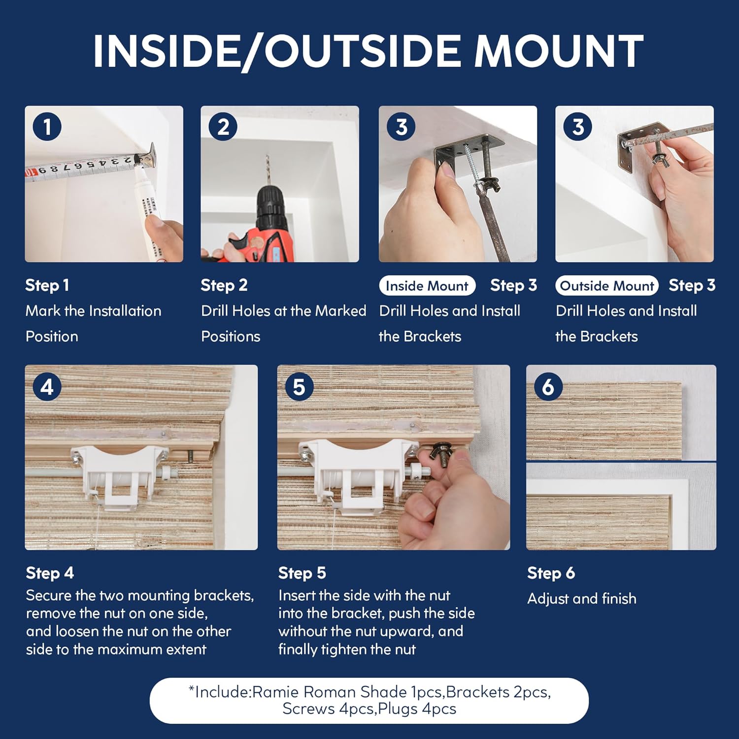 Roman Shades Cordless,Customized Natural Jute Woven Window Treatment,Light Filtering Blinds,Linen Bamboo Shade,for Indoor Living Room,Office,Bedroom,36" W X 60" H