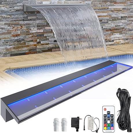 YITAHOME Acrylic Pool Waterfall with LED Light