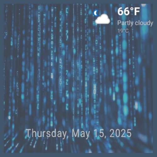 Matrix Code Rain avec musique d'ambiance - Glitch numérique en chute libre avec horloge et météo en direct