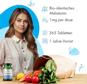 melatonin 1 mg 365 tablets high dose 1 year supply no additives vegan laboratory tested made in Denmark source of nature