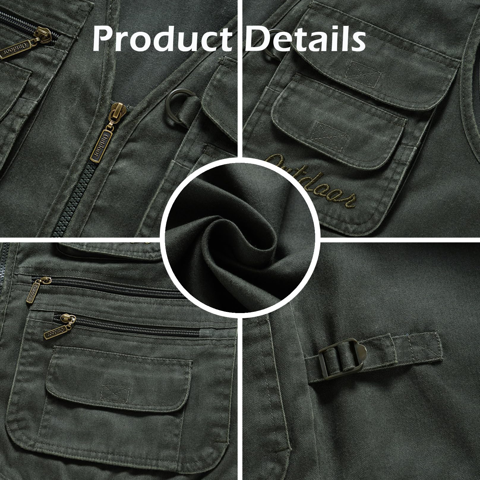 Herren Outdoor Casual Weste mit Vielen Taschen, Herren Sommer Multifunktions Ärmellos Baumwolle Weste Geeignet für Angeln Camping Jagd Fotografie Wandern