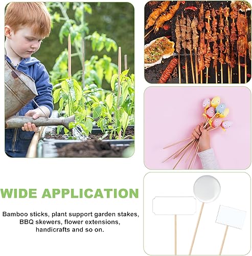 Miniatura 5 de Estacas para plantas, 50 varillas de bambú para jardín, estacas de soporte para plantas de interior y exterior, letrero de madera, maceta de jardín
