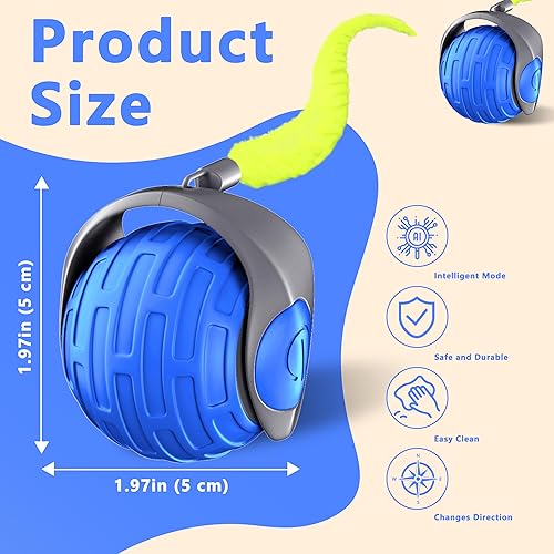 Miniatura 6 de Juguetes para gatos, pelota interactiva para gatos aburridos de interior, rodamiento automático, resistente a caídas y evitar obstáculos, 2 modos de