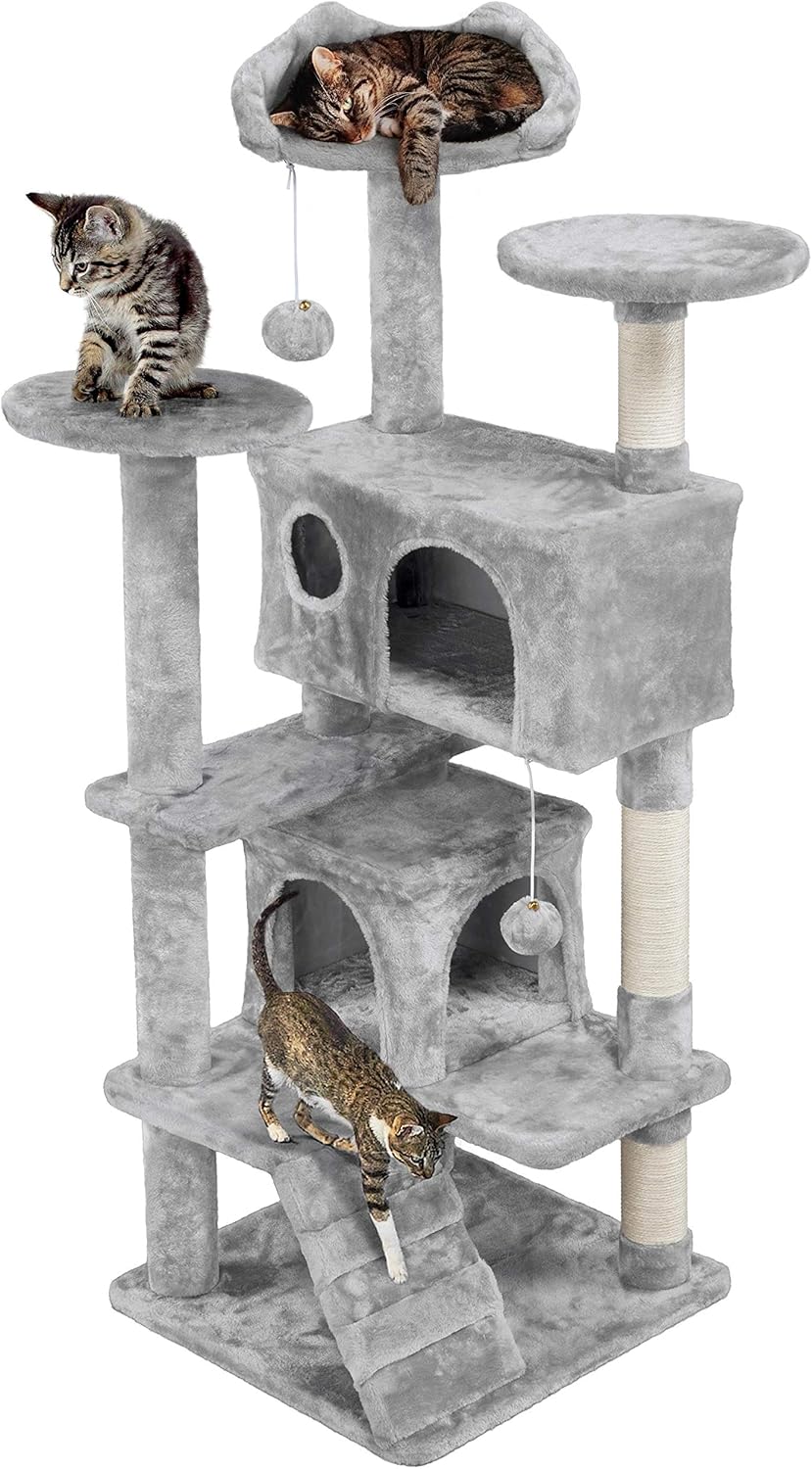 Yaheetech 138.5cm Cat Tree with Scratching Posts, Cat Climbing Tower w