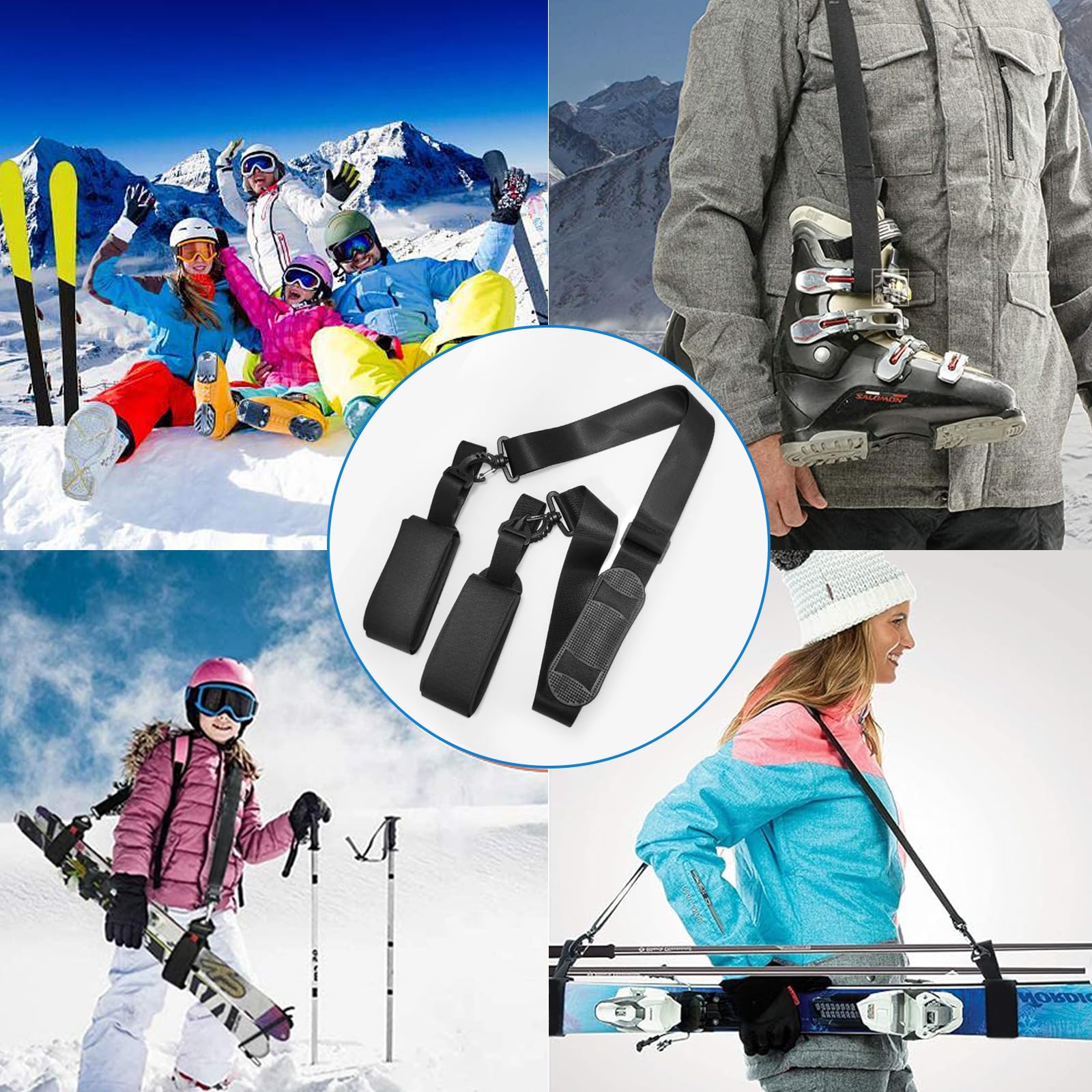 Sangle de Ski Réglable Bandoulière Porte-Équipement
