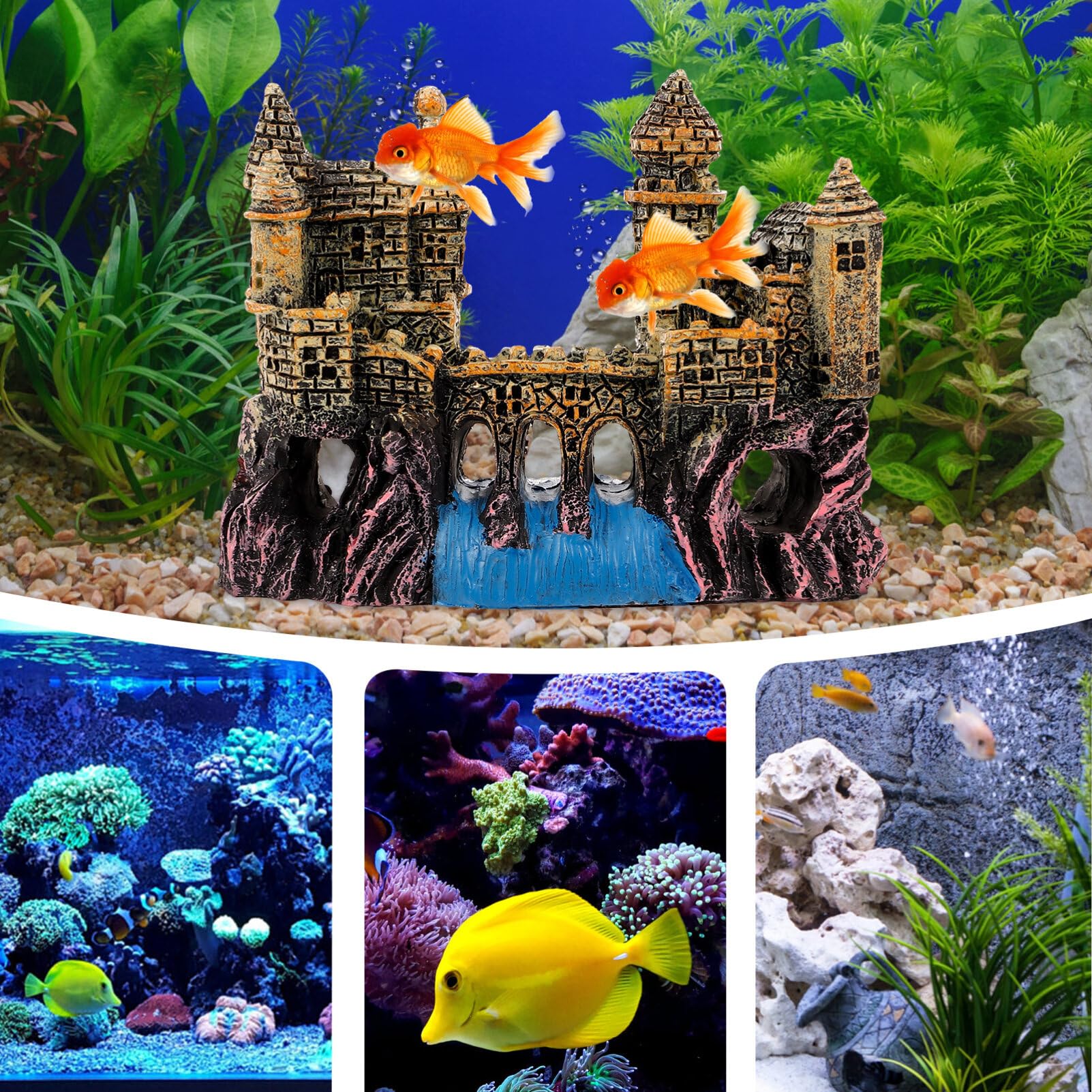 SUPVOX Wizard Castle Aquarium Decoration, Castle Statue Aquarium Castle Fish Hidden Cave Accessories Safe for Freshwater and Saltwater Fish Tanks Goldfish Sand Table