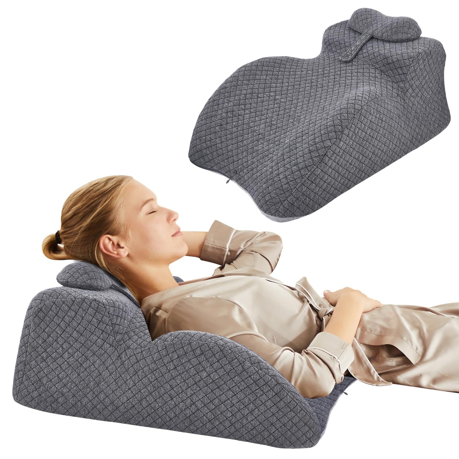 Cuscino ergonomico in memory foam per letto e divano, con rivestimento lavabile, cuscino da lettura per schiena, collo, gambe, cuscino da reflusso per sedersi, dormire, leggere