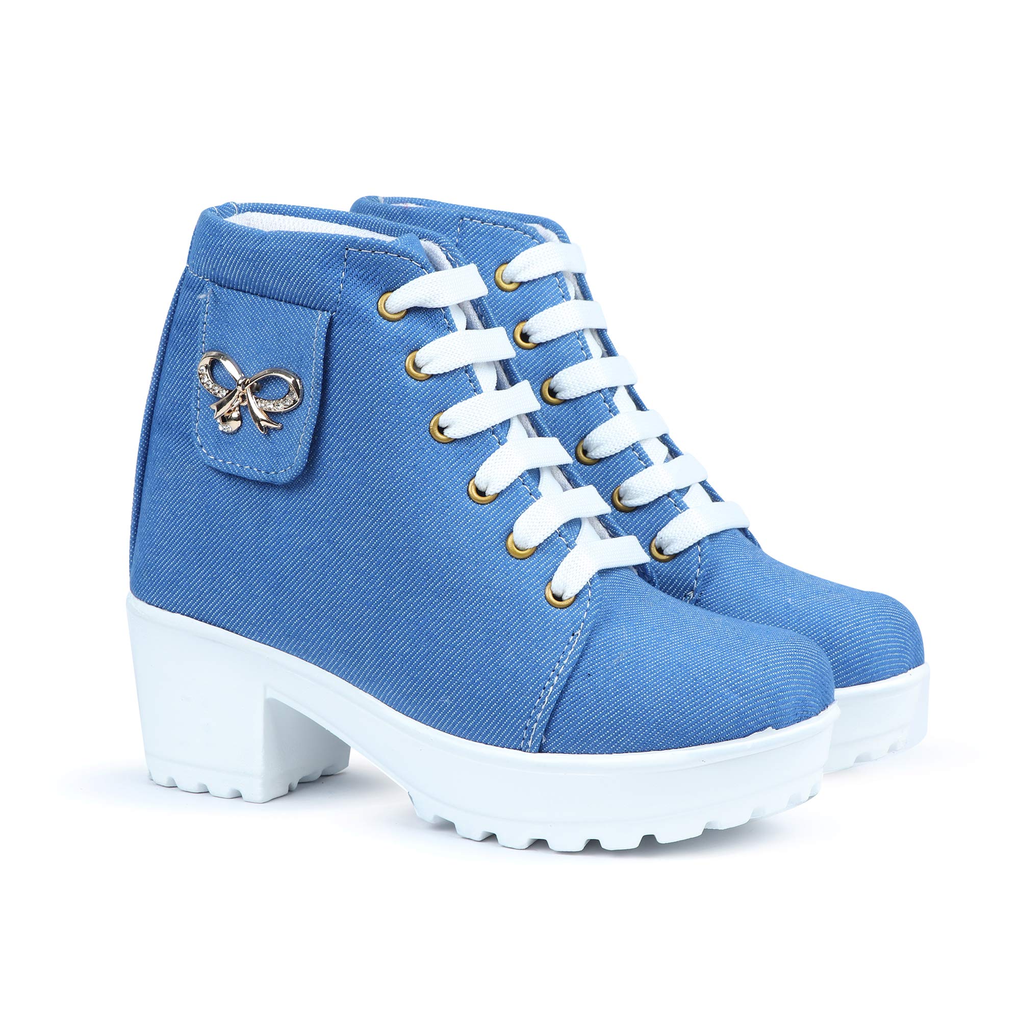 HimQuen Womens Fashion Casual Outdoor High Heel Ankle Boot Sky Blue (B08M3JHX7C) Amazon Price History, Amazon Price Tracker