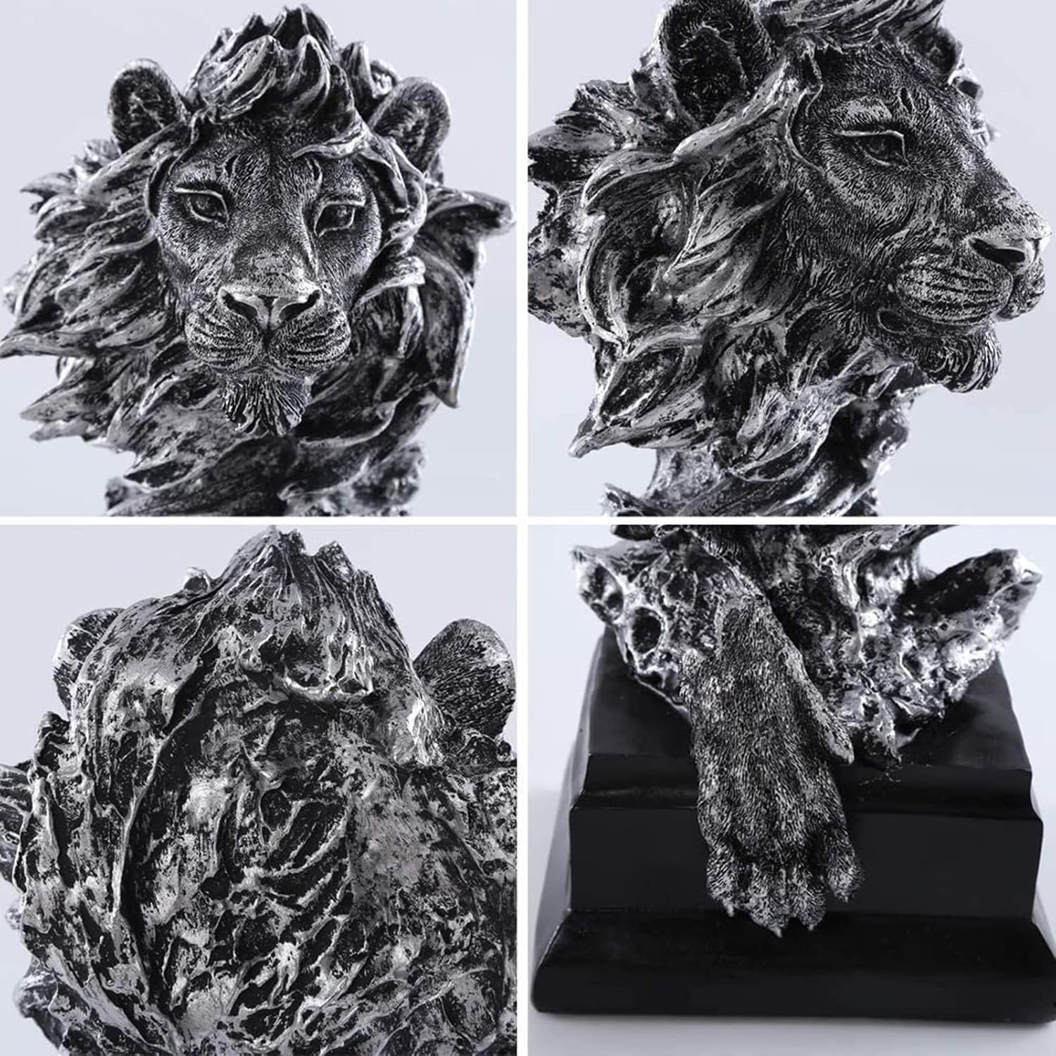 Figura de busto de león de resina de 12.5 pulgadas, escultura de animal coleccionable para decoración del hogar y la oficina, adorno de mesa para sala de estar, dormitorio y decoración de