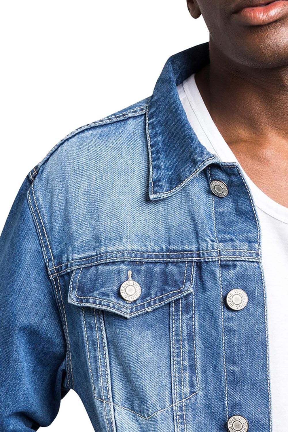 Victorious Men's Distressed Denim Jacket Small Non-distressed Indigo