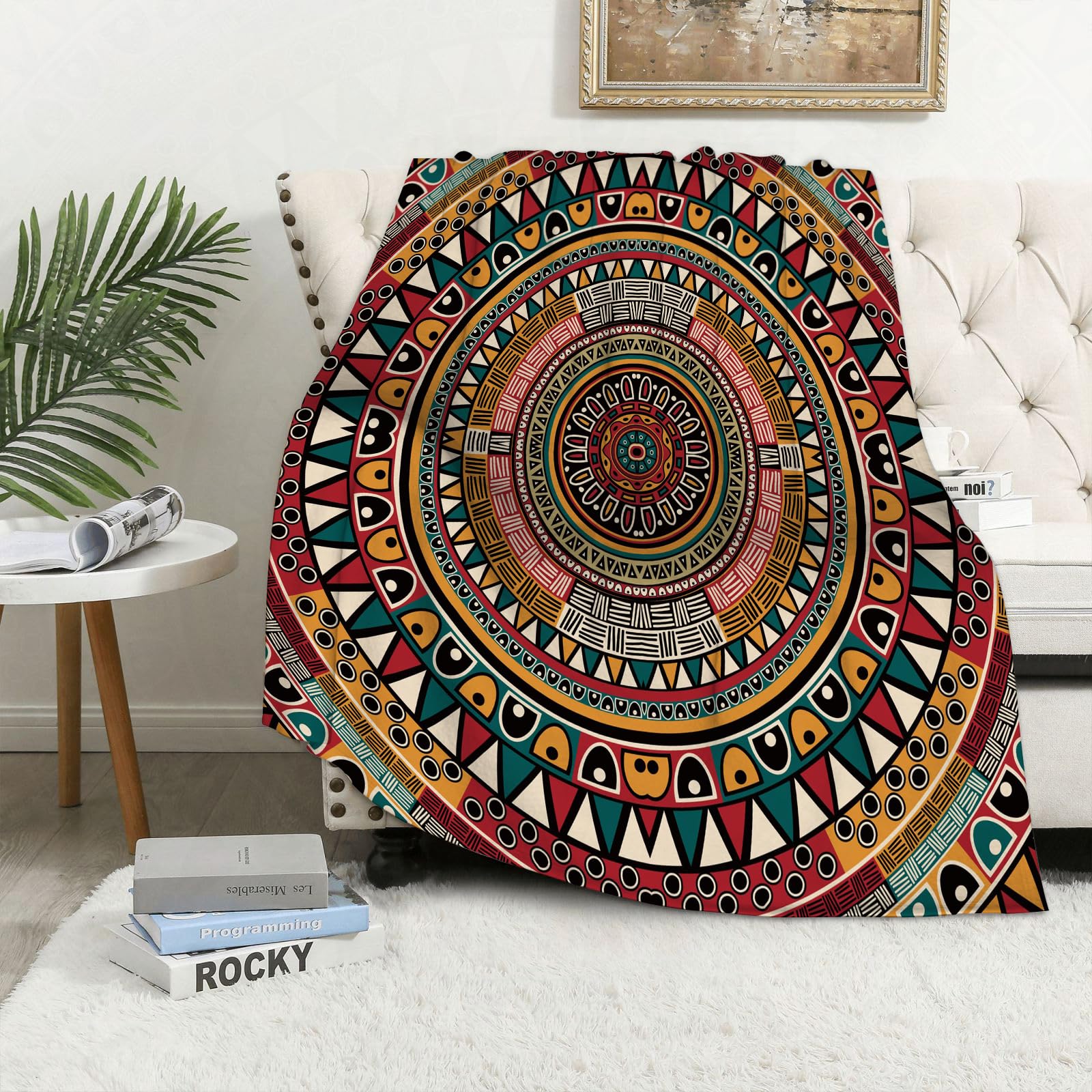 MAAPCHP Flannel Fleece Blanket Throws for Sofa Fluffy Blanket Bed Throw for Bedroom mandala pattern design or mandala art design Blanket for Bed, Couch,Car 40x50in