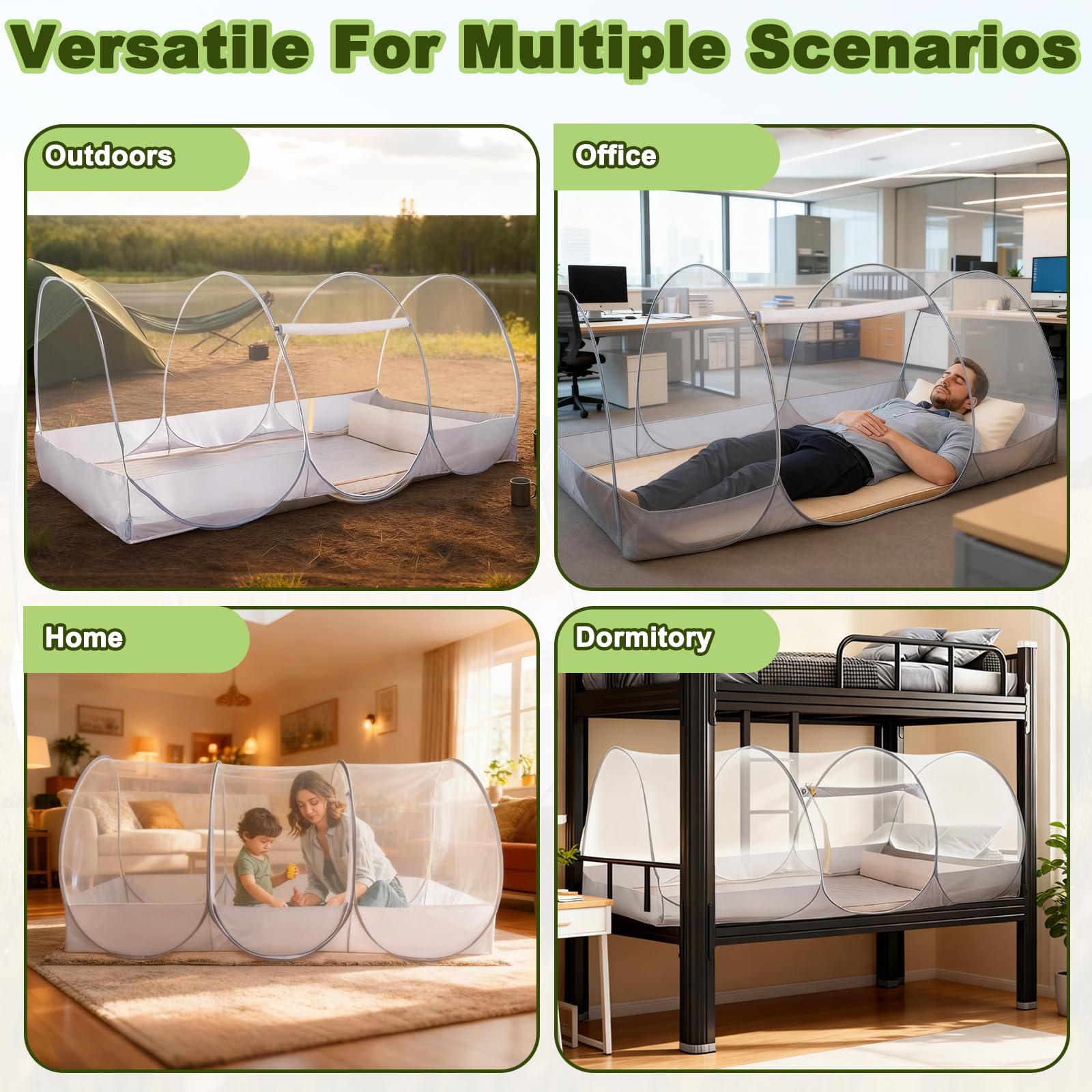 Folding Mosquito Net, 190x90x35cm Pop Up Bed Canopy with Storage Bag, Easy Fold Insect Screen for Single Bed or Indoor Outdoor - Image 2