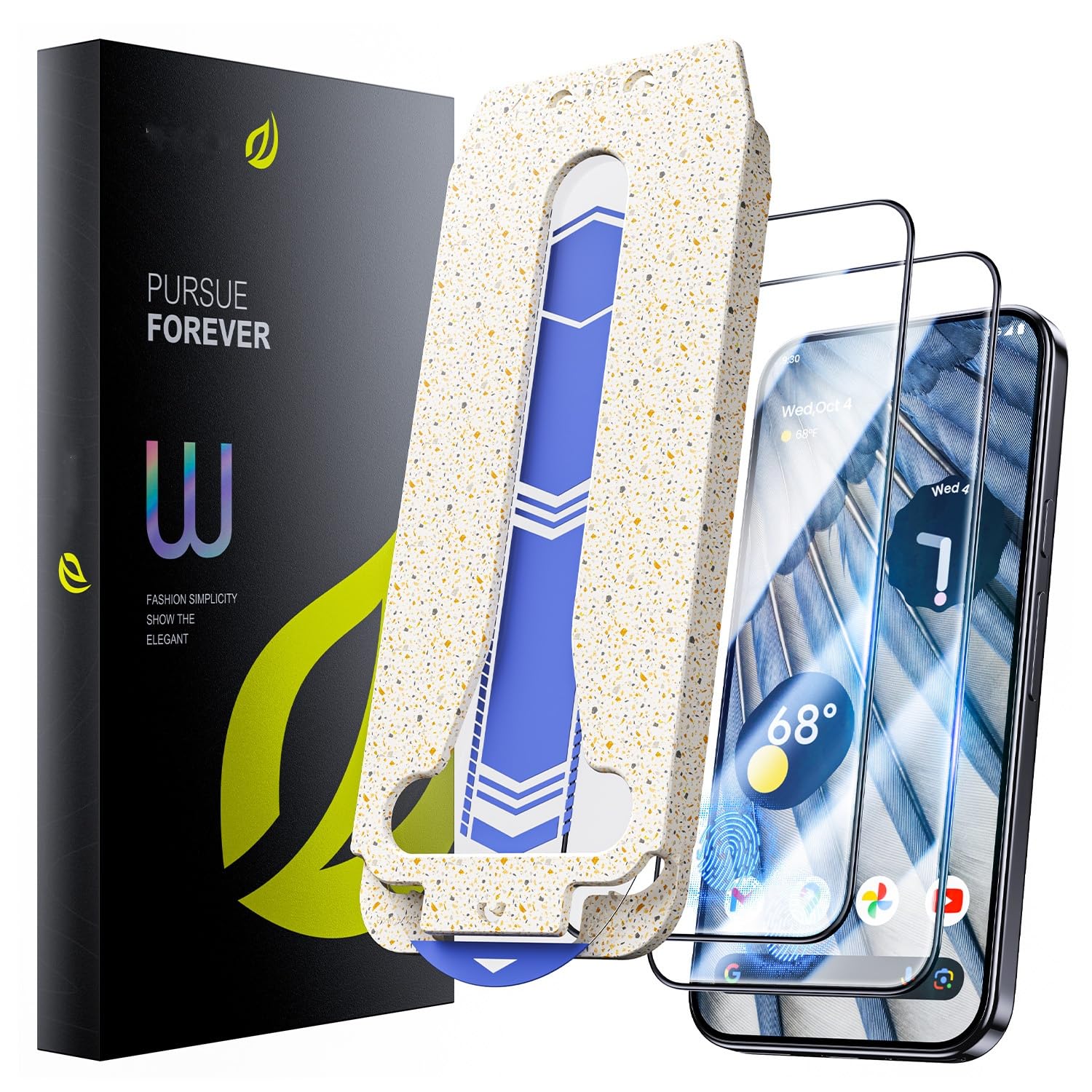 HoerryeHeorrye Screen Protector for Google Pixel 9/9 Pro, Auto Dust Elimination, 9H Shatterproof, Military Level, Screen Protector, Bubble-Free, Anti-Fingerprint, HD Clear Tempered Glass, Pack of 2