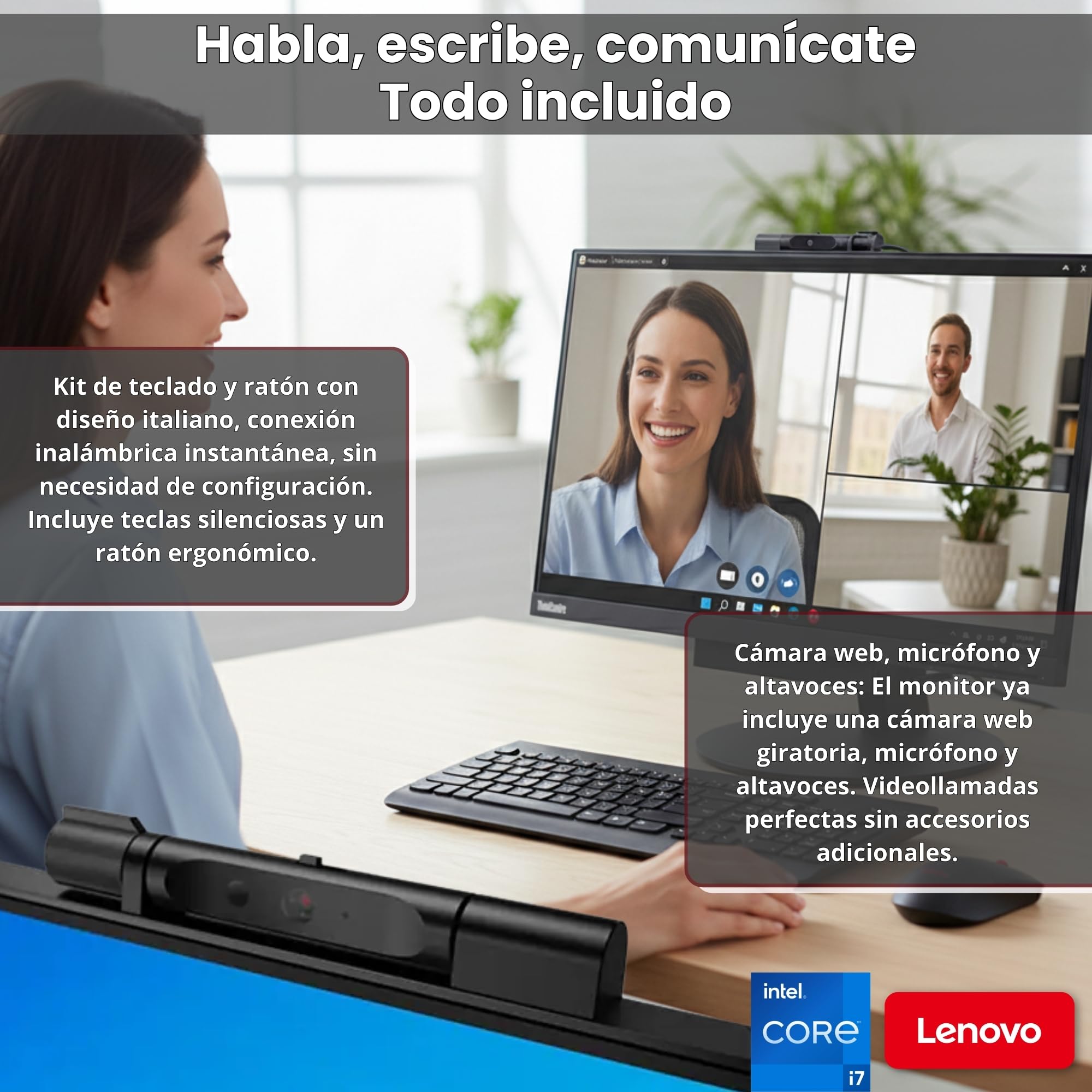 Lenovo All in One ThinkCentre TIO24 24 Pulgadas Full HD | Intel Core i7 | 16 GB | 512GB SSD | DOKING Station 10 en 1 Webcam Win 11 Pro 36 Meses de garantía (reacondicionado con (Kit de Teclado y