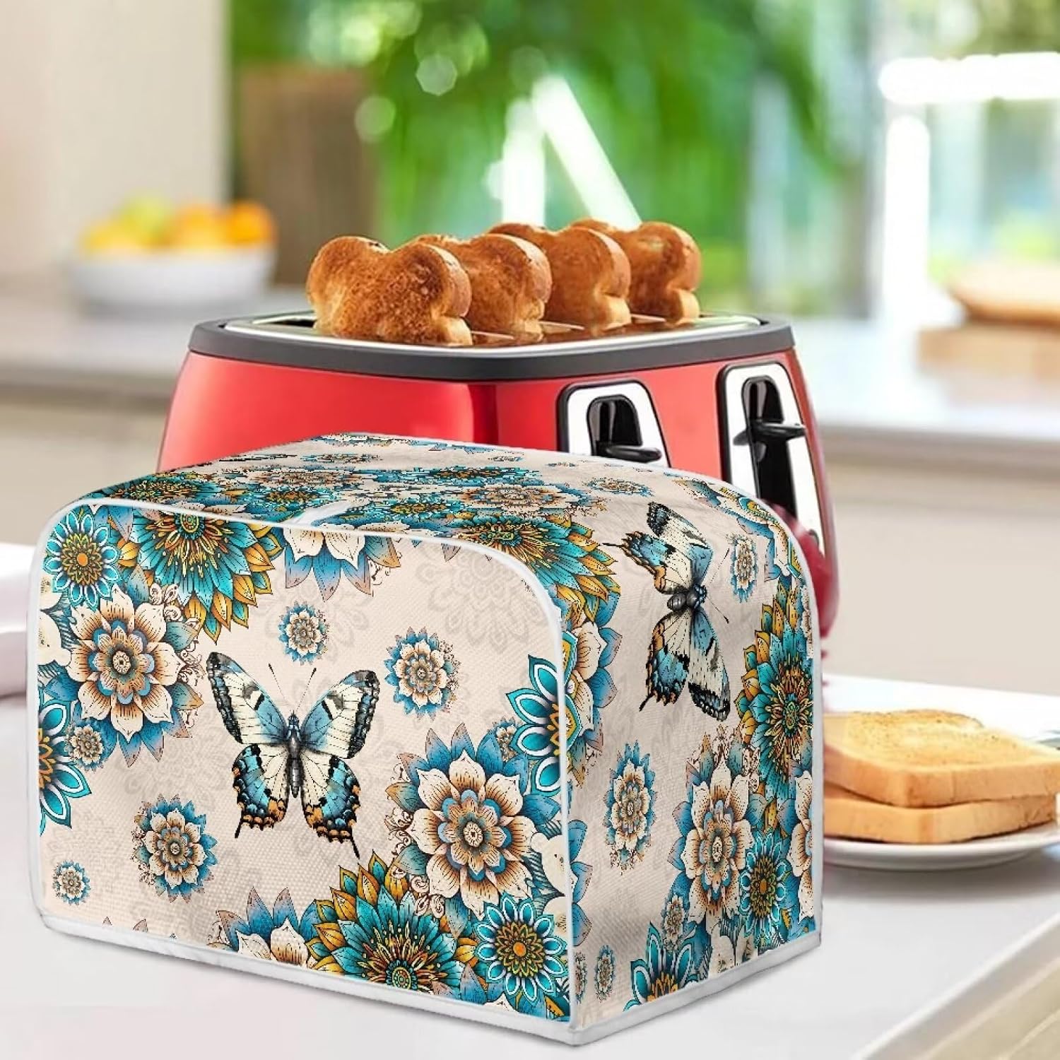 Boho Mandala Printed Toaster Cover for Anti-Dust & Fingerprint, Butterfly Printed Kitchen Small Appliance, Microwave Toaster Oven Cover Decor Accessories for Kitchen image 3