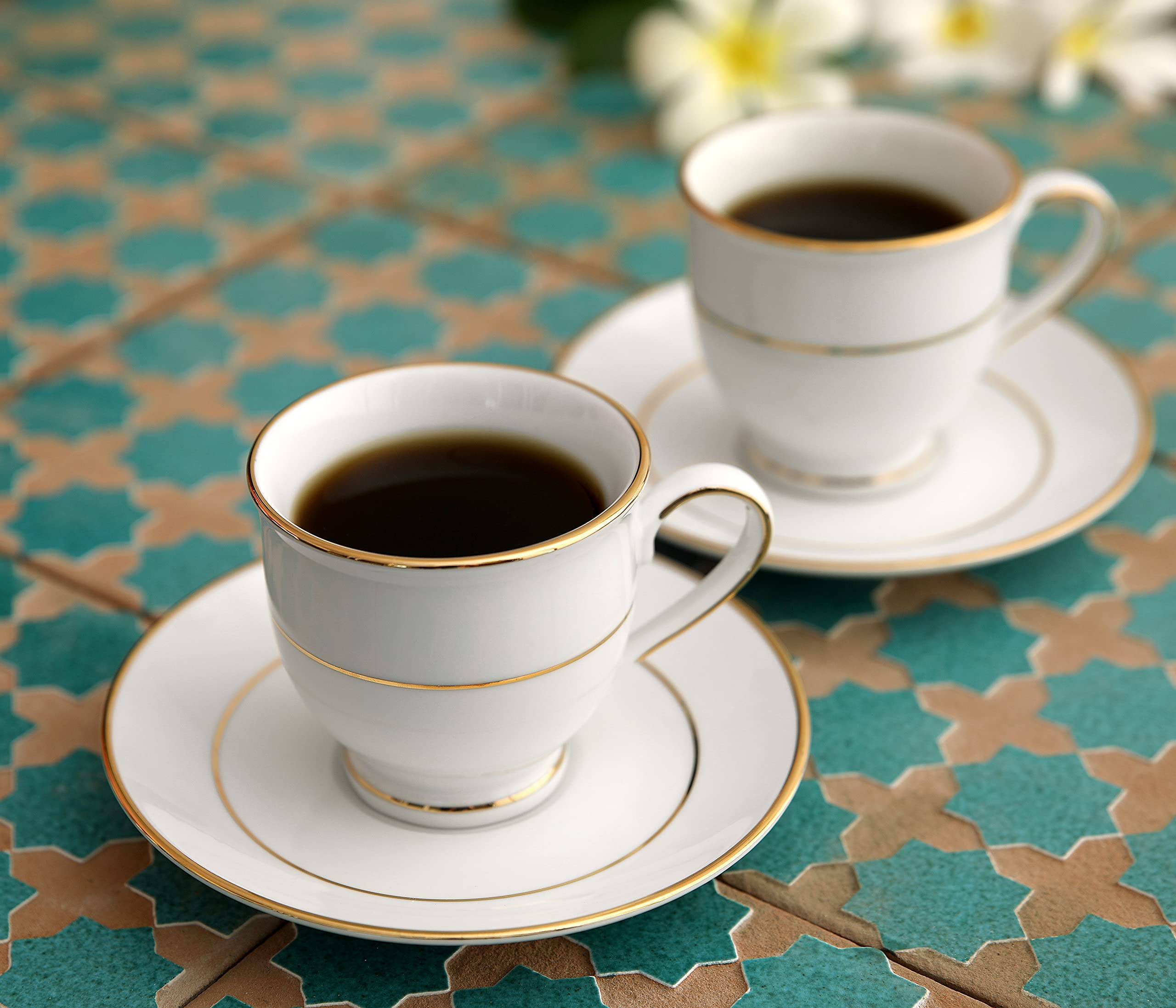 Hitkari Potteries - Cup & Saucer Set of 12pcs, Pair of 6 | for Morning & Evening Tea | Material: Porcelain | Elegant Design |12 -Pieces, White (16226 GL)