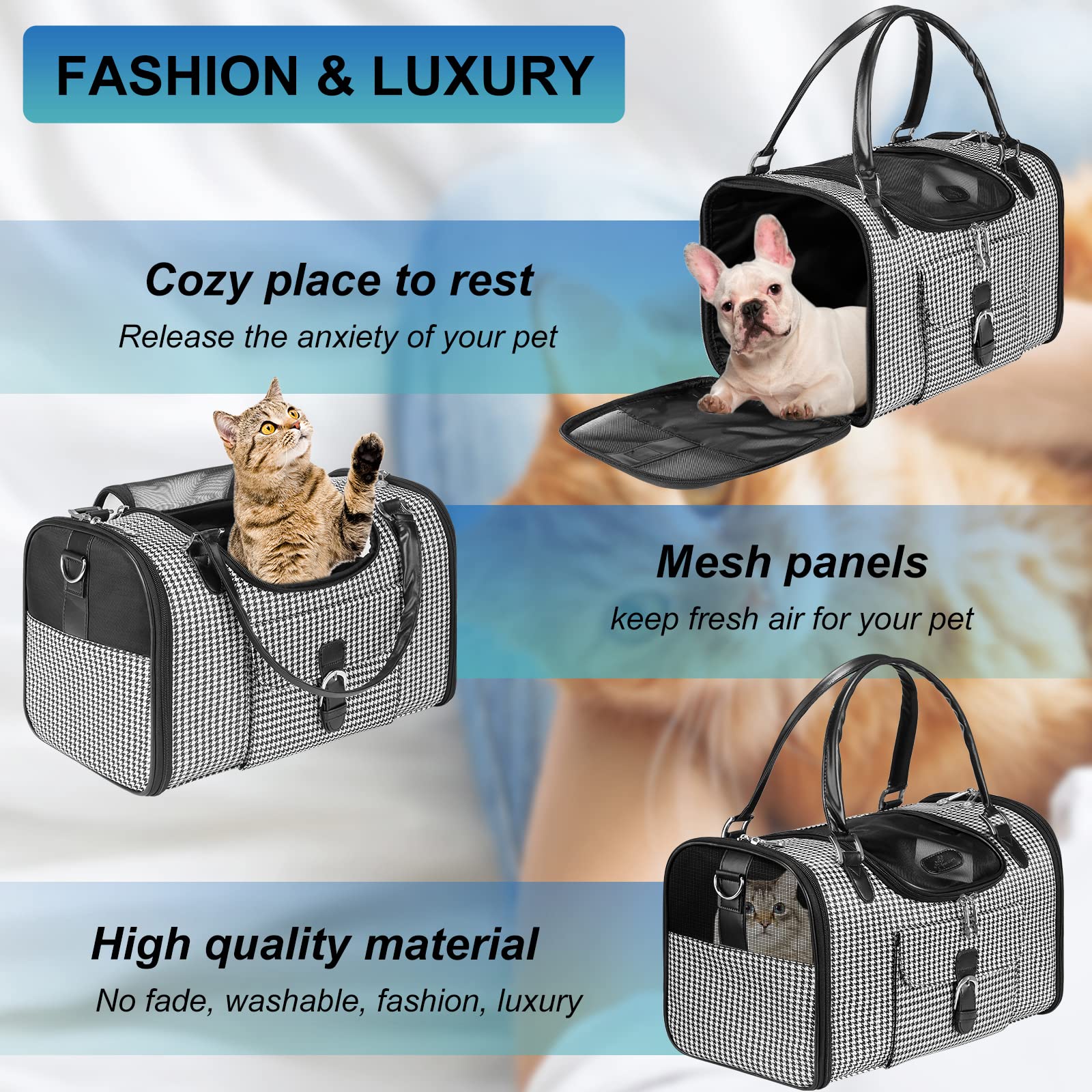 NewEle Collapsible Pet Carrier Purse - Airline-Approved Small Dog & Cat Tote For Travel