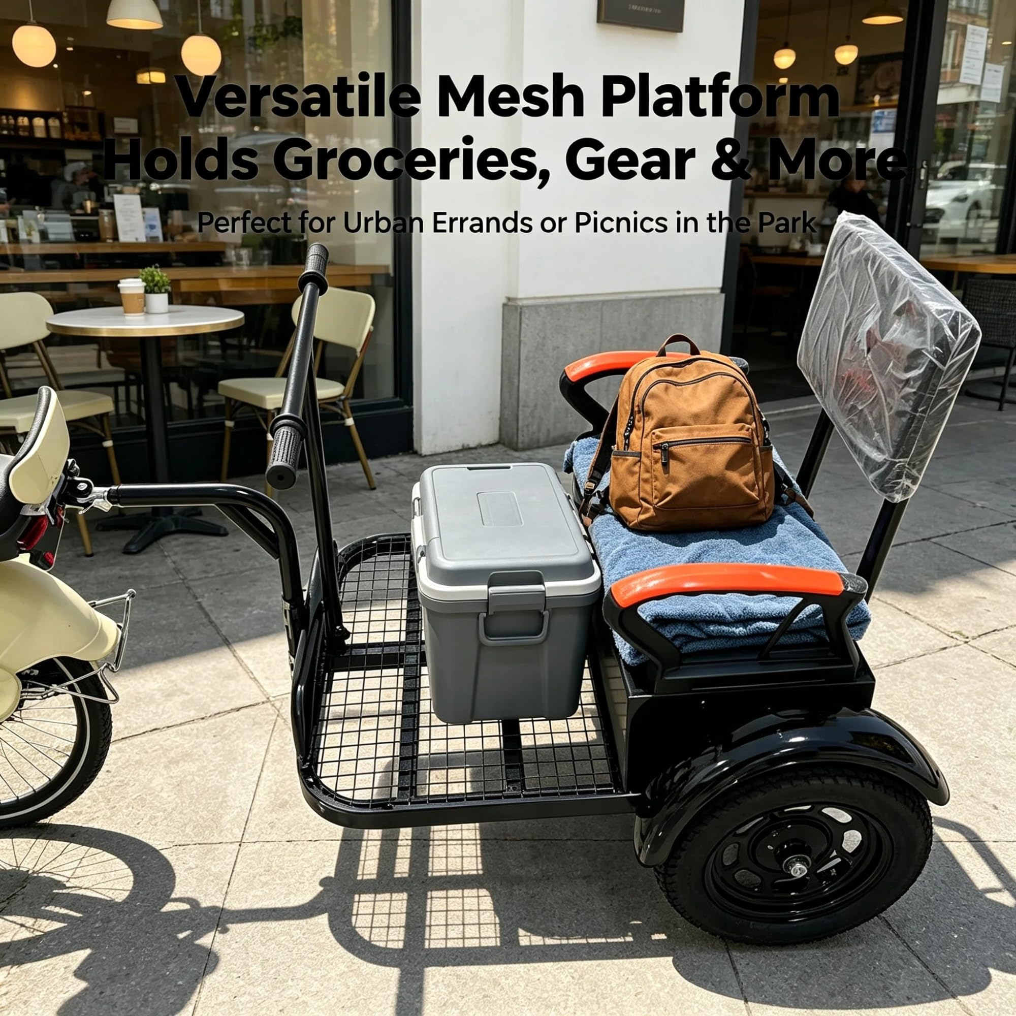 Remorque Cargo pour Vélo, Capacité 88 lbs, Attelage Universel | Châssis Acier, Bâche Oxford, Pneus Air, Roues Rapides, Pliable