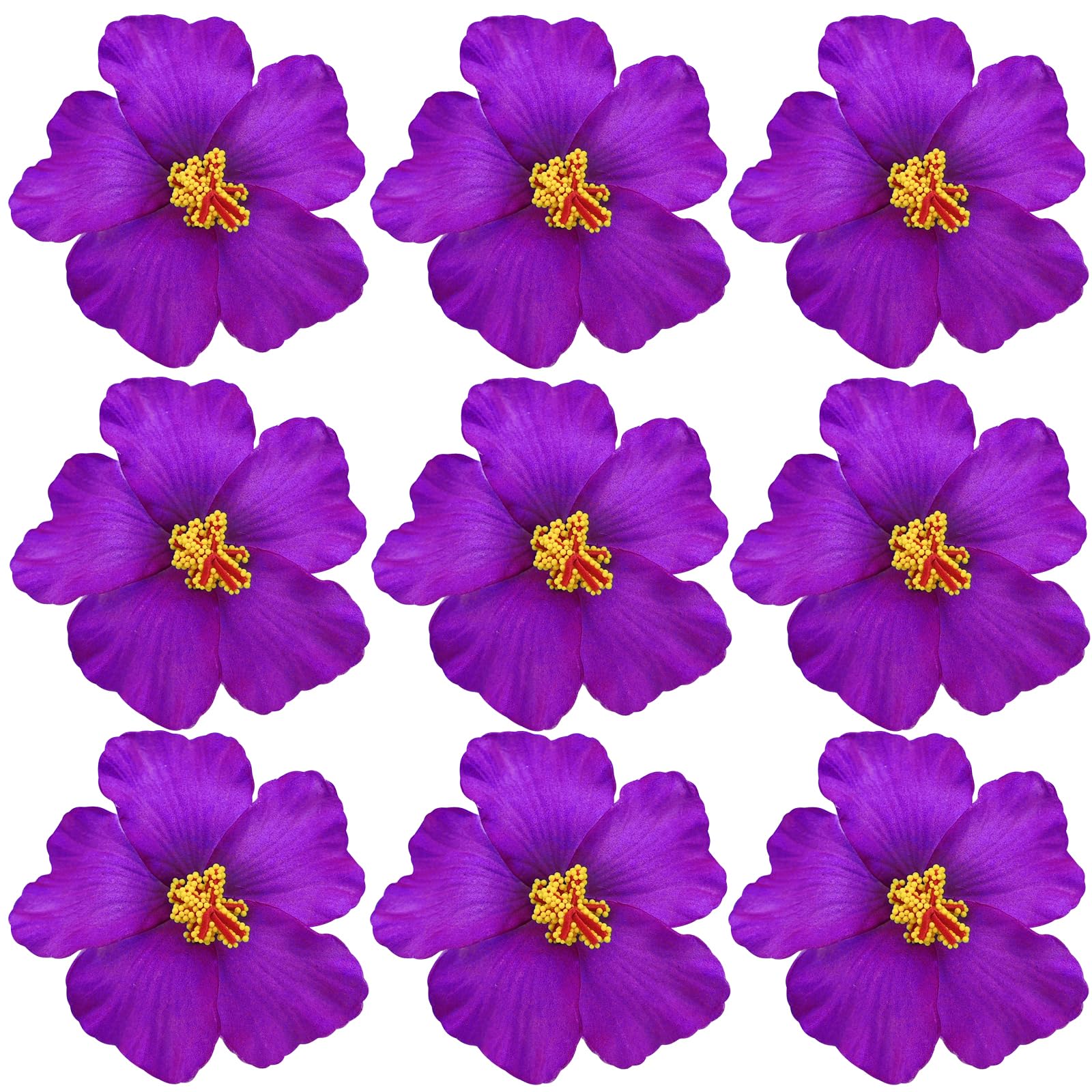Arvintas 20 PCS Purple Hawaiian Faux Flowers Hibiscus Flowers Hawaii Party Summer Party DIY Foam Hibiscus Flower for Tabletop Decoration Favors