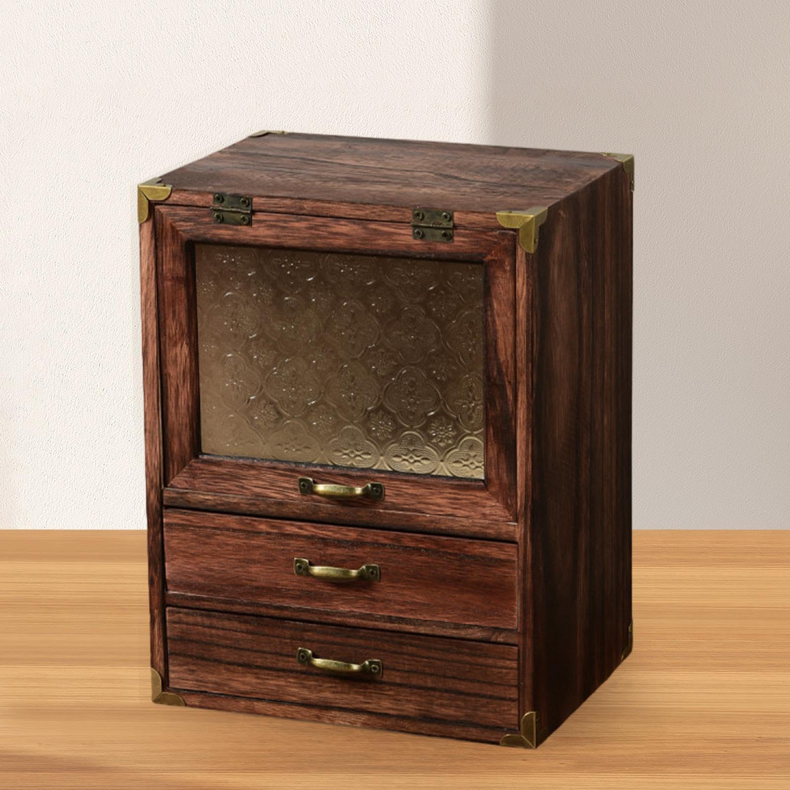 Vintage Kosmetikaufbewahrung mit Schubladen, handgefertigter Make up Organizer, Elegante Badezimmerdekoration, Aufbewahrung für Kosmetik und, Stil A