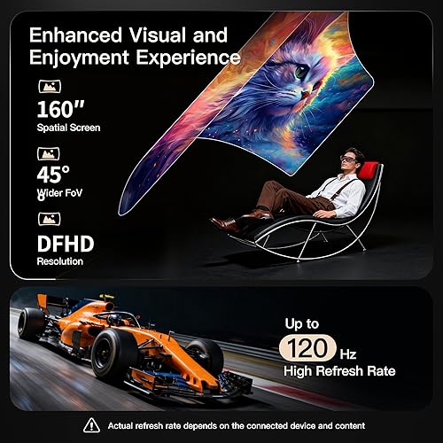 Miniatura 2 de AiRA XR/AR Glasses with 160" 45°FOV 120Hz 5000 Nits, Myopia Adjust, Ultra-Wide Resolution Video Display Glasses for iPhone 17/16/15, Steam Deck,