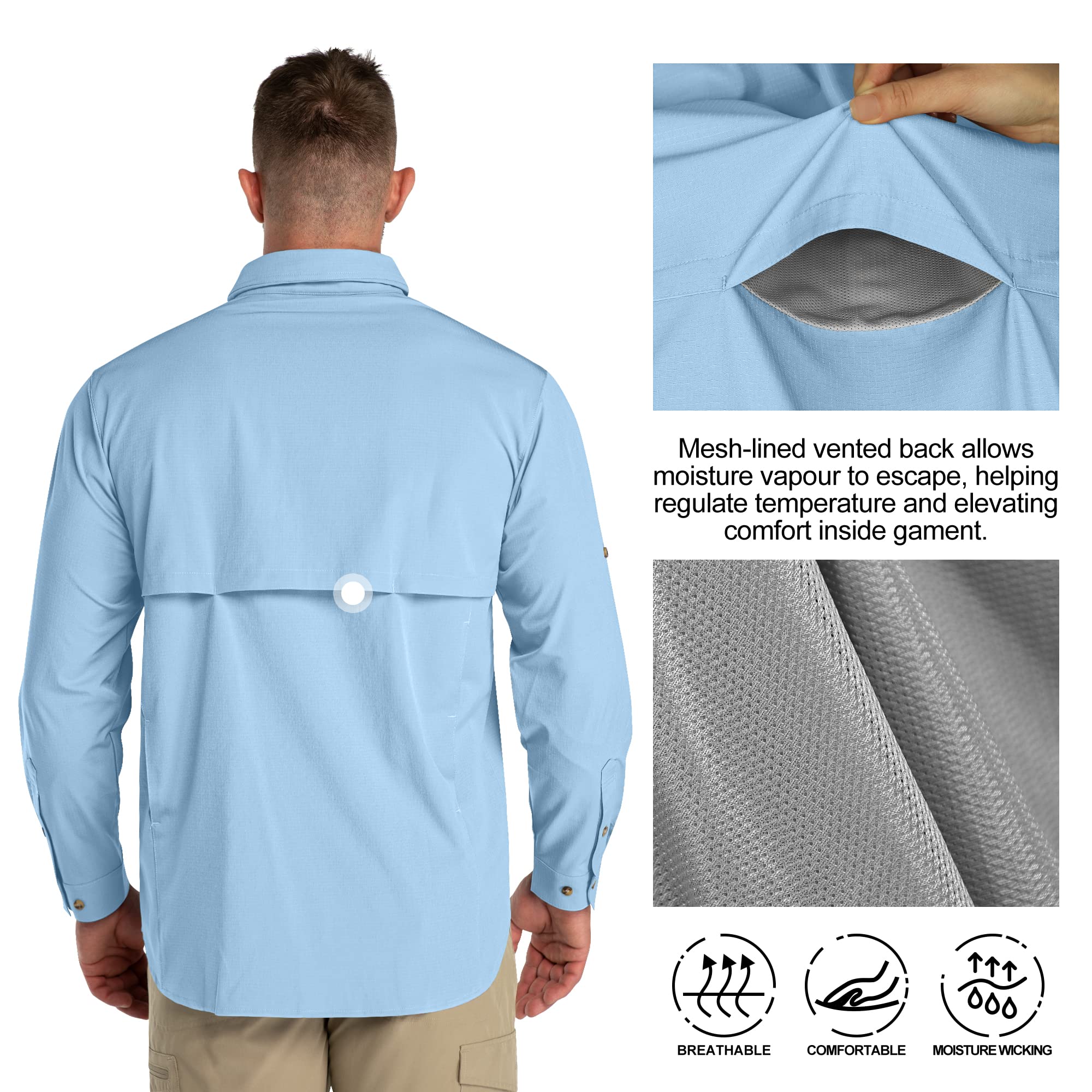 33,000ft Camisas de senderismo de manga larga para hombre, con protección UV UPF 50+, transpirables, de secado rápido, para safari, exteriores