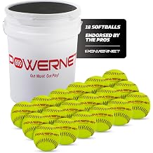 PowerNet Recreation Softball Bundle, Padded Softball Bucket with 18 12-Inch Practice Balls, Portable Pitching & Batting Practice Equipment Balls