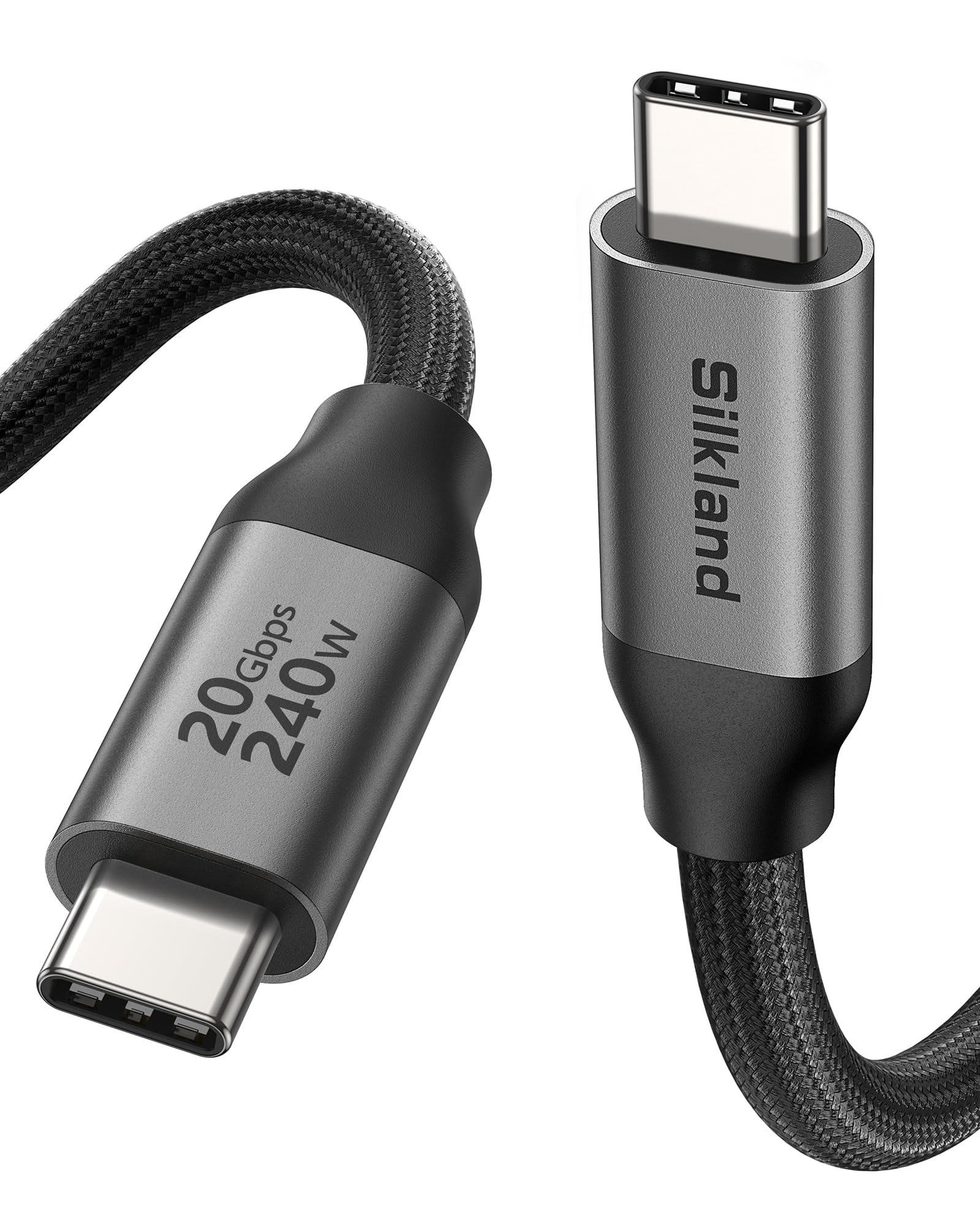 Silkland USB4 für Thunderbolt 4 Kabel 5M, 20Gbps Datenkabel USBC, 5K@60Hz 4K@144Hz Monitorkabel USBC, 240W 5A PD3.1 Ladekabel für MacBook, PSSD, iPad, iPhone 16/15 Pro, Dockings, Monitor, Android Auto