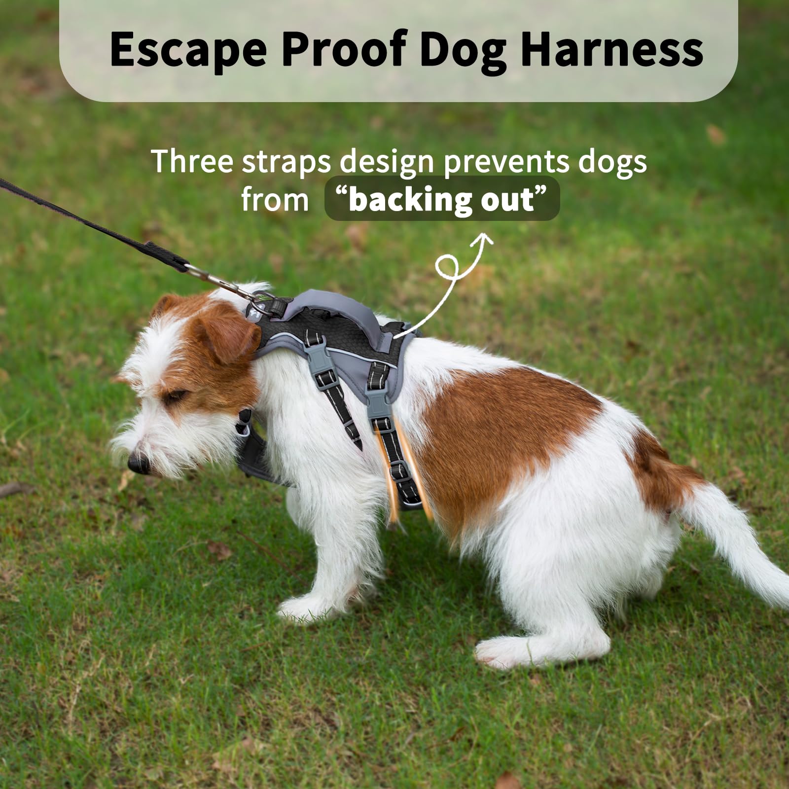 Huntboo Escape Proof Dog Harness Medium, Anti-Pull Dog Harness with Handle, Breathable, Adjustable, Reflective Dog Harnesses - Image 2
