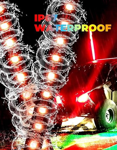 Miniatura 6 de KEMIMOTO 2 luces de látigo de 3 pies con base de resorte para lado a lado, luces LED de látigo para UTV, ATV, barco, todoterreno, control remoto RF