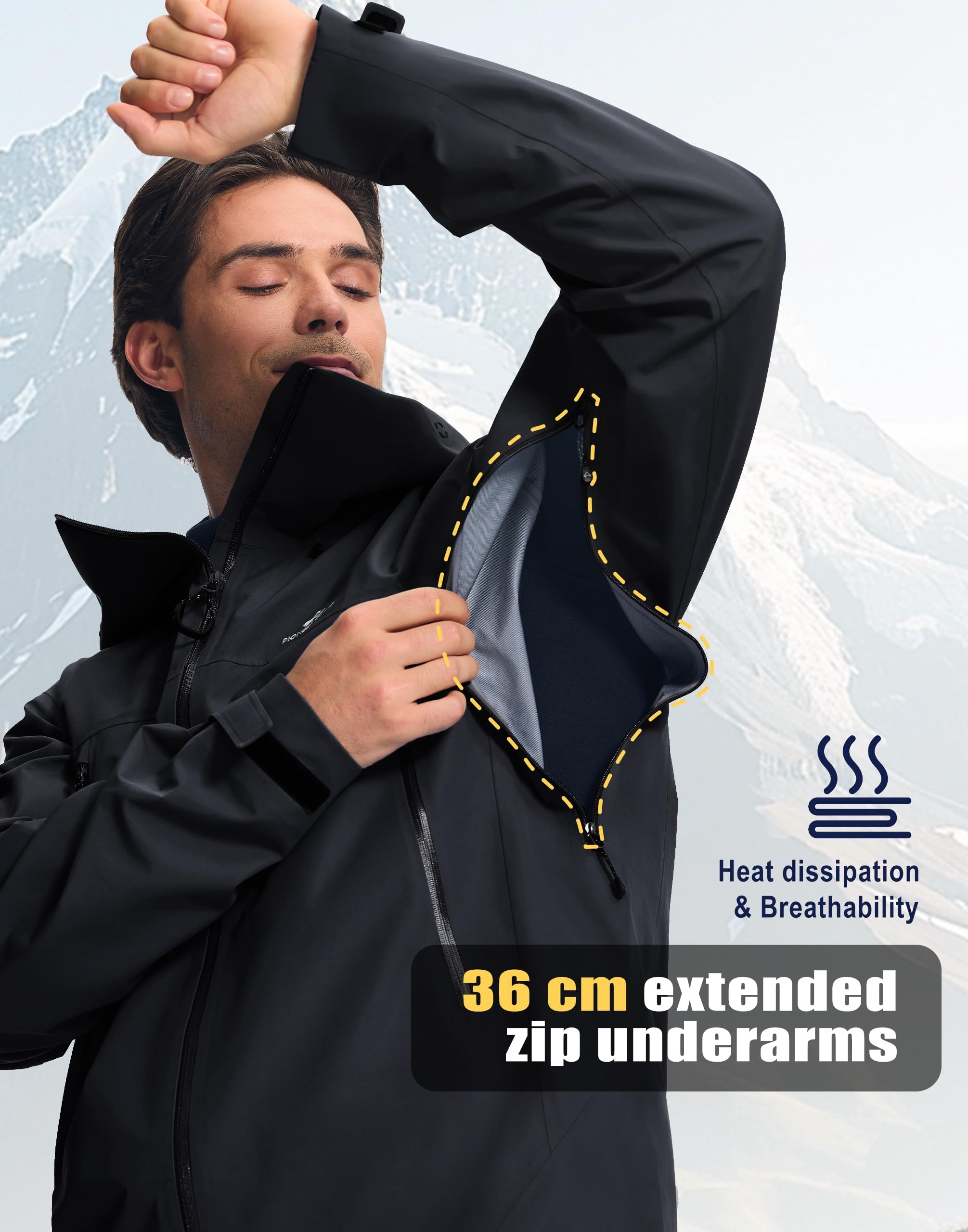 Pioneer Camp Giacca impermeabile da uomo, 3 l, traspirante, per escursioni, trekking, arrampicata, sci