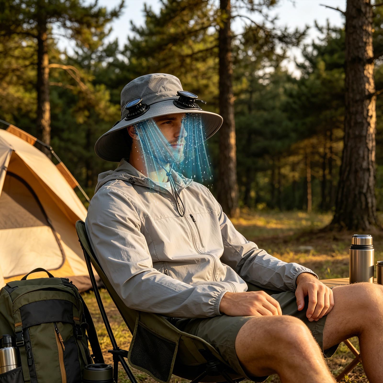 Cappello con Ventilatore 3 in 1 a Mani Libere per Uomo e Donna | Cappello con 3 Ventilatori Solari, Protezione Solare Hat, Ricaricabile Cappelli, Raffreddamento Hat, per Attività All'aperto
