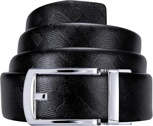 Miniatura 4 de Barry.Wang Cinturón de trinquete 3 hebillas Set de regalo para hombre Cinturones de cuero de grano hebilla automática 1 38 "Día del Padre Negocios