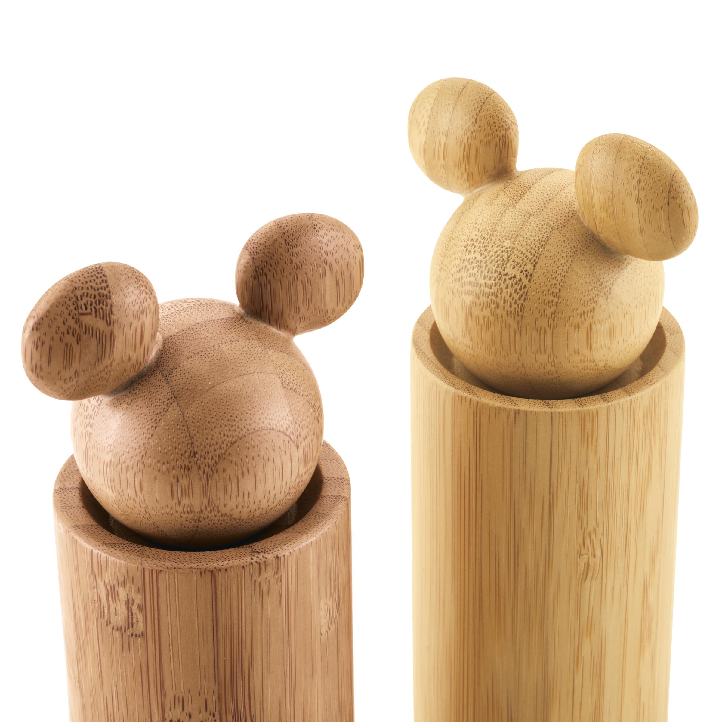 Disney Domowy monochromatyczny bambusowy serwer sałatkowy/drewniane naczynia do serwowania z zestawem młynków do soli i pieprzu, 4 sztuki