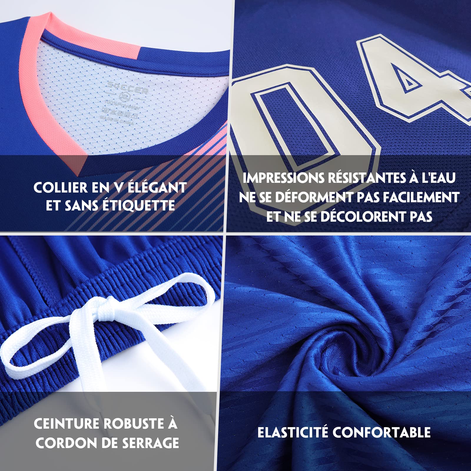 LAIFU Maillot Football Personnalisé Enfant Adulte Ensemble Foot Peut Être Personnalisé avec Votre Nom Numéro Équipe Logo