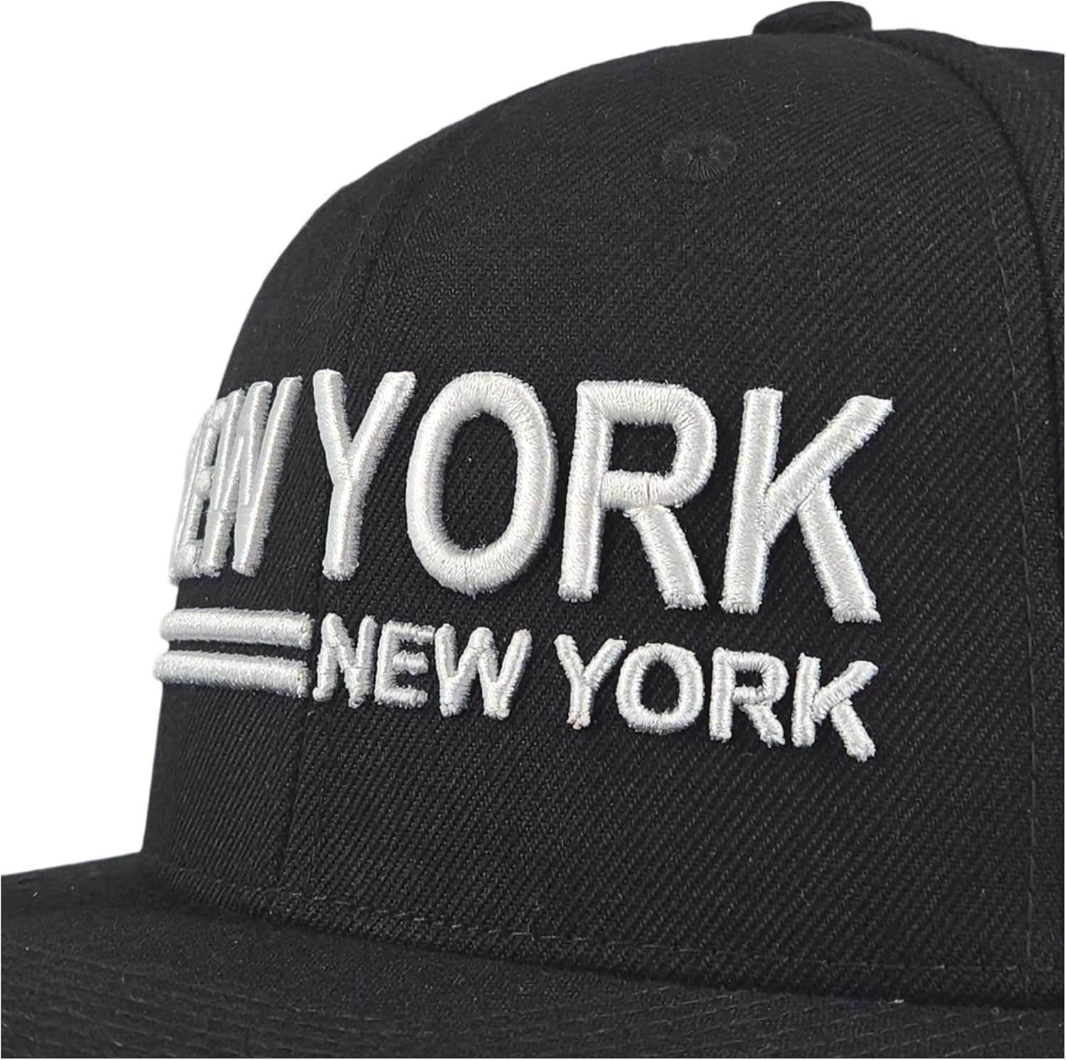 3D Embroidered New York Landmark Snapback Hat Black, Iconic NYC Landmark + Skyline Design Under Brim, Statue of Liberty in NY Icon on Side, Acrylic Wool Blend, Adjustable for Men Women - Image 5
