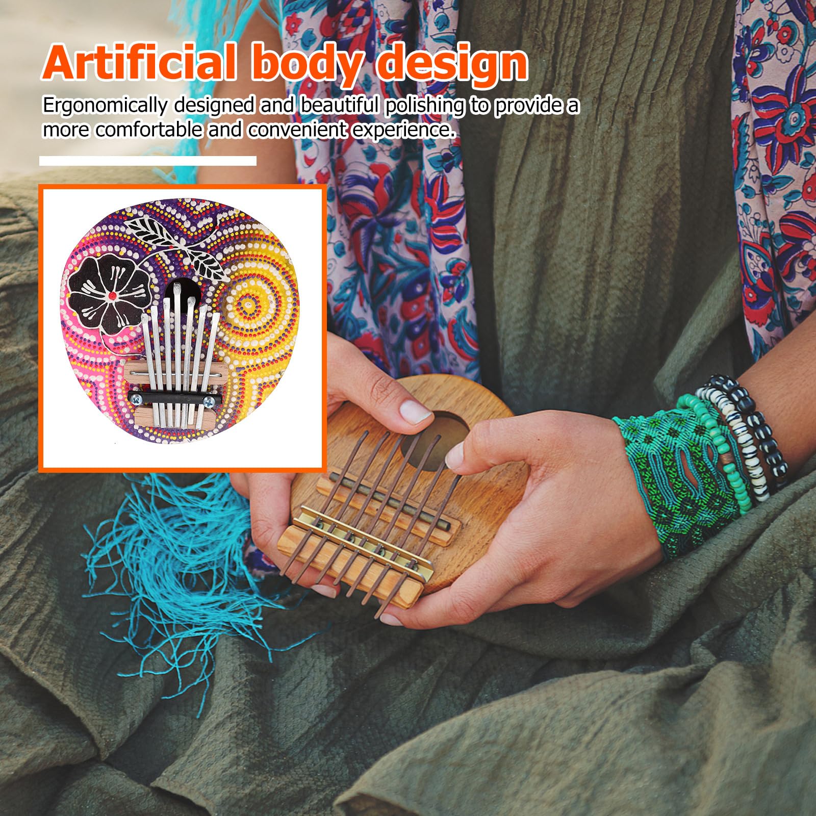 PRETYZOOM Kalimba Daumenklavier 7 ton Kleiner Kalimba aus Kokosnuss mit Ergonomischem Design Tragbares Finger Musikinstrument für Anfänger und Musikliebhaber Zufälliger Stil