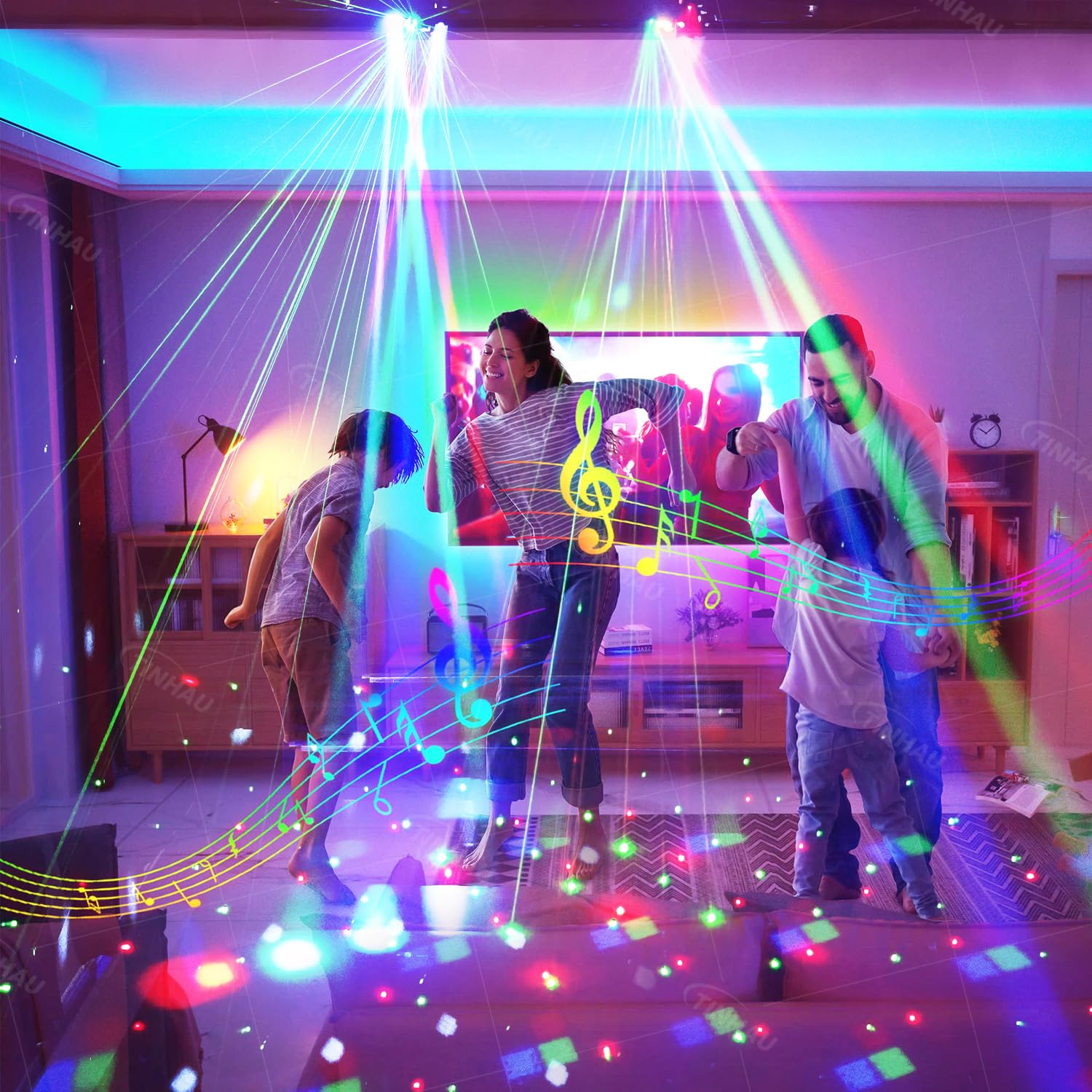 Disco PartyLicht, Disco Kugel Dj Light Sound Activated mit Fernbedienung Stage Strobe für Partys KTV Weihnachten Halloween Dekoration