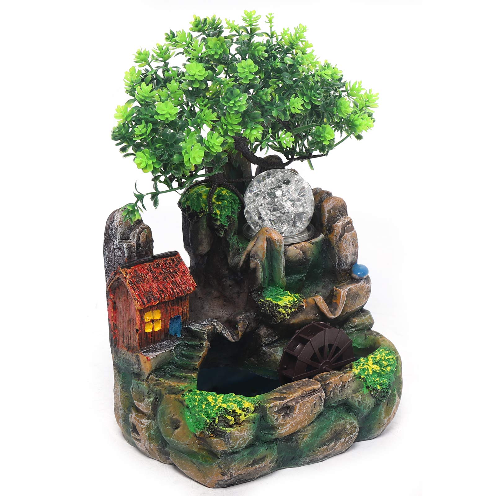 thumbnail: Kamerfontein Met LED Verlichting En Mist – Rustgevende Tafelfontein Met Planten Voor Woonkamer, Slaapkamer Of Kantoor