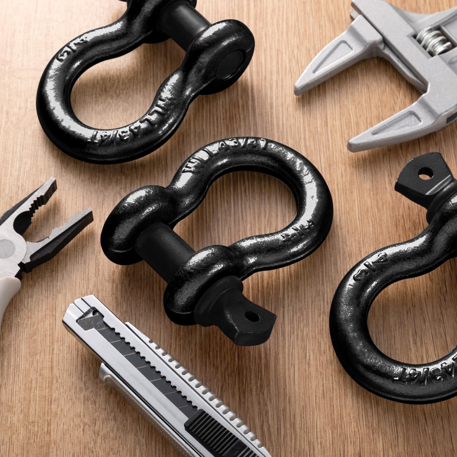 Confezione da 12 grilli ad anello a D da 1,9 cm, resistenti, con perno a vite, rivestimento zincato, per sartiame e rimorchio, argano fuoristrada, camion, recupero veicoli
