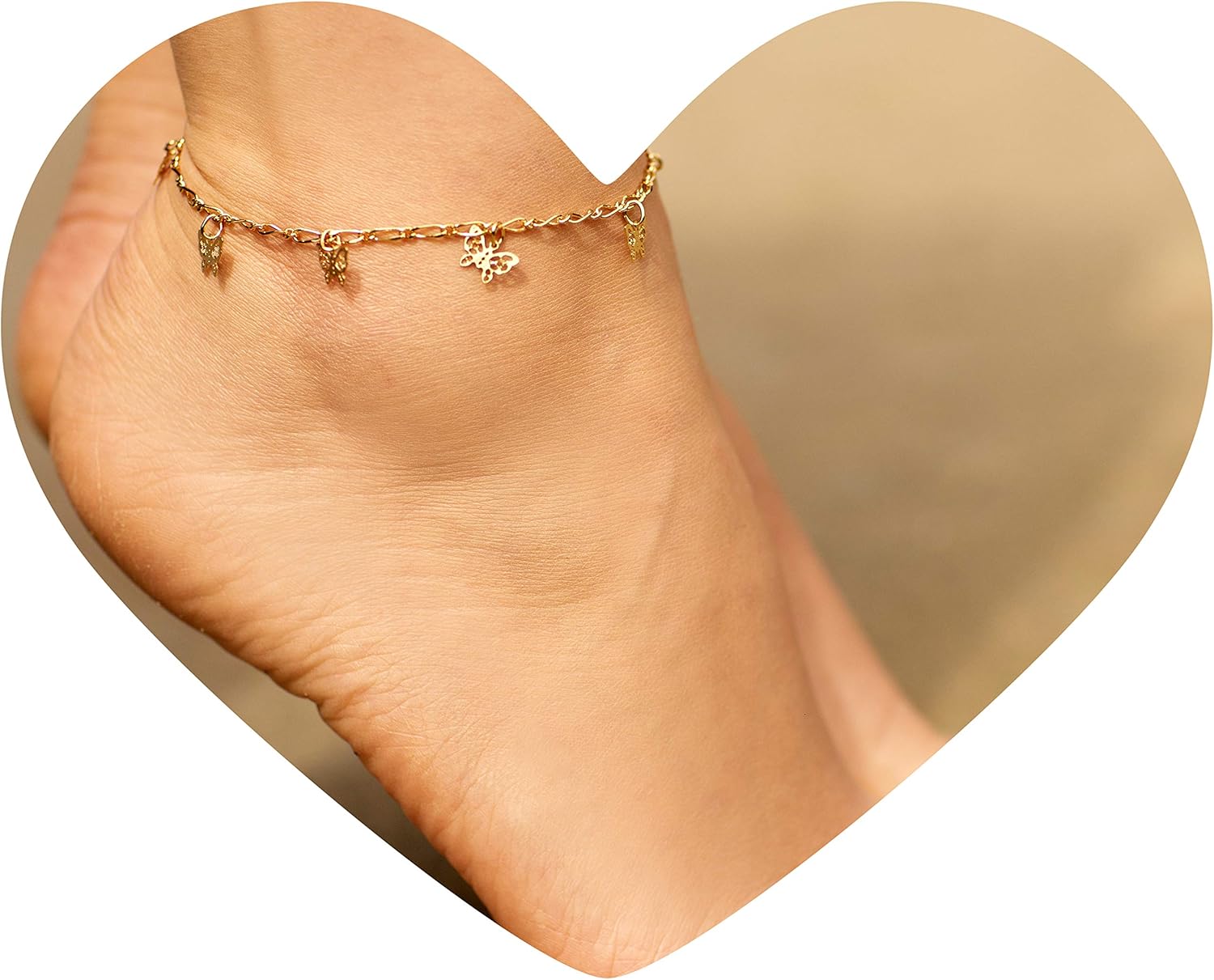 LIFETIME JEWELRY Womens Gold Anklet Butterfly Ankle Bracelet 24k Gold Plated - Image 6