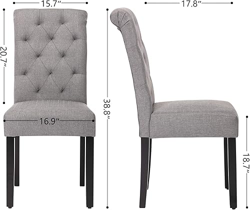 Miniatura 3 de NOBPEINT Sillas de comedor de tela con patas de madera, juego de 4 (gris)