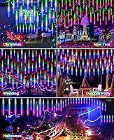 Vista 7 de Luces de Lluvia de Meteoros de Navidad, 20 en 20 Tubos Luces de Lluvia en Cascada con Cambio Automático con 12 Modos, Decoración Navideña