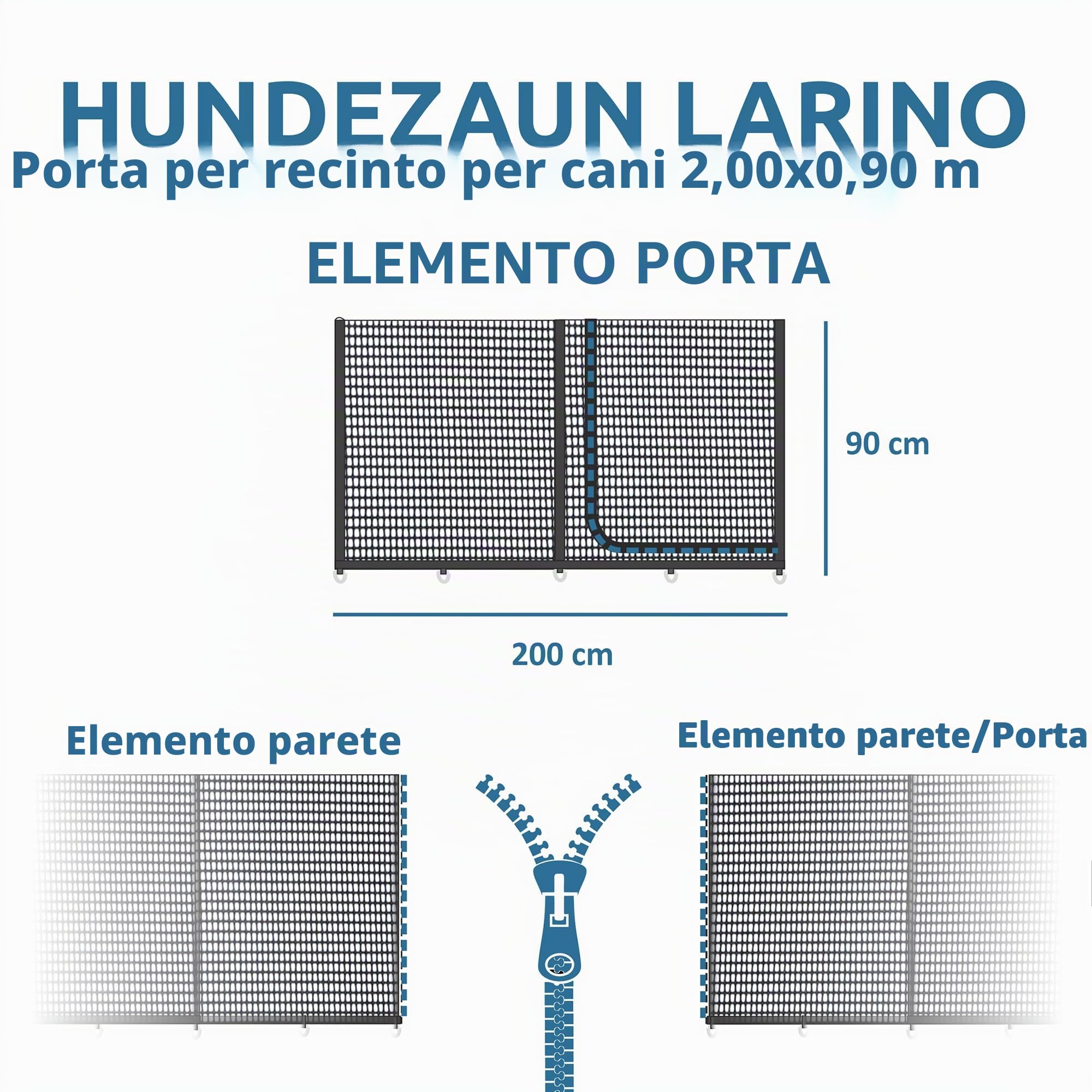 your GEAR Larino Door – Porta larga 2 m, recinzione mobile per cani, recinto all'aperto, campeggio e giardino, infinitamente espandibile