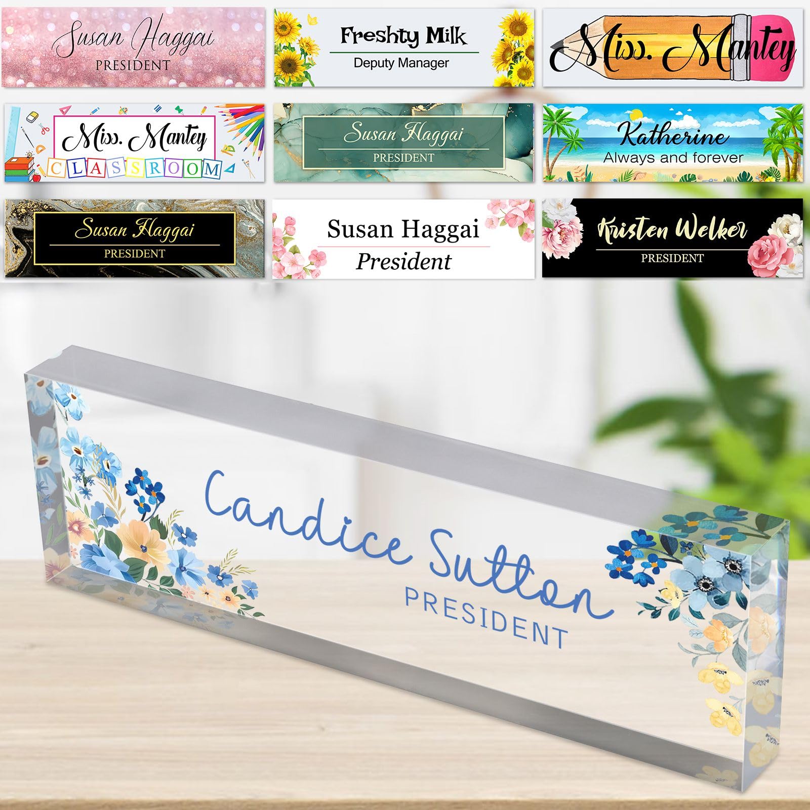 Acrylic Name Plate for Desk Personalised Custom Nameplates Bulk for Office Teacher Classroom Men Women Nurse Gifts