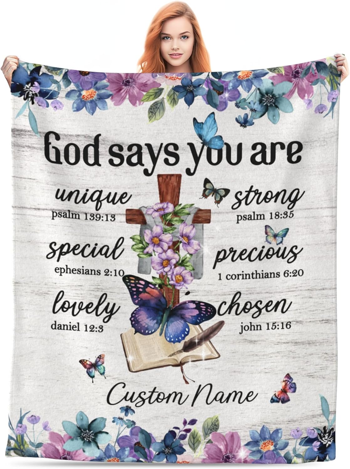 Custom Name Religious Blanket Soft Plush Bible Verse