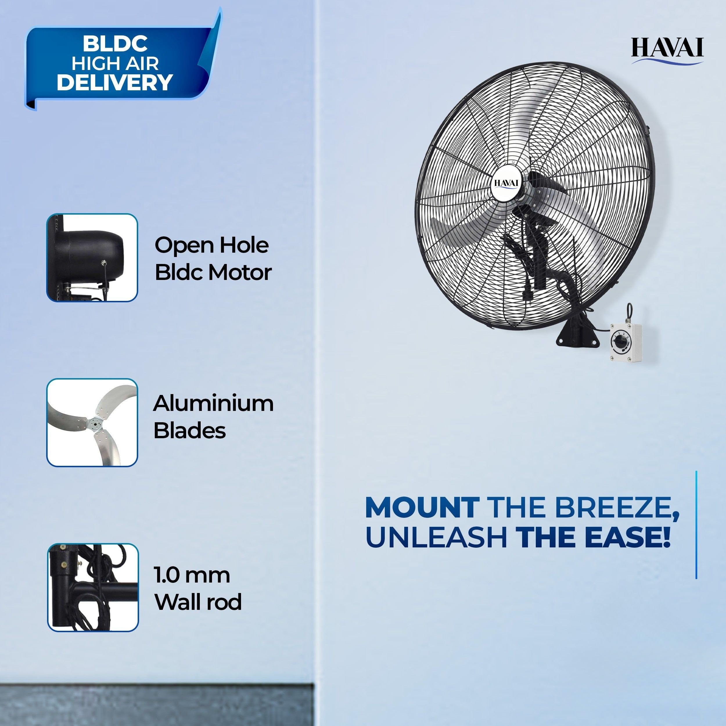Havai 30" BLDC Wall Fan - Powerful & Energy Efficient -7
