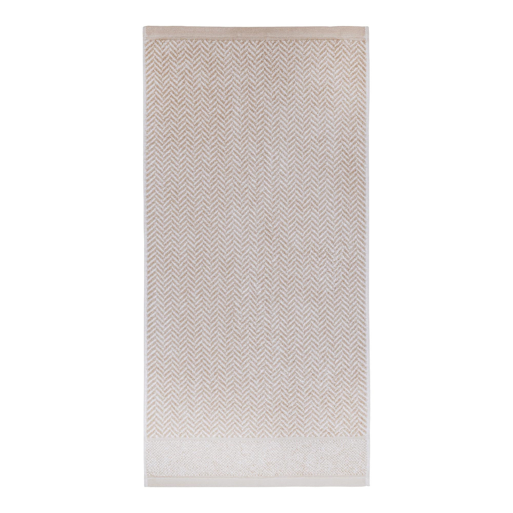 Herzbach Home Handtuch Duschtuch Set 100% Baumwolle Sandgrau/Weiß 2 Handtücher 2 Duschtücher