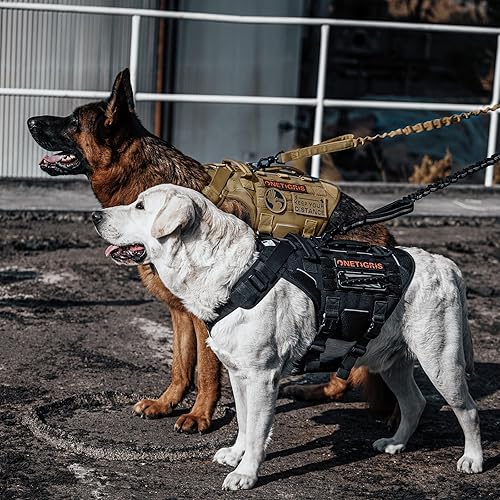 Miniatura 7 de OneTigris Arnés para perros grandes, chaleco táctico para perros con hebillas de metal, torpedo, militar, de tamaño mediano, arnés reflectante