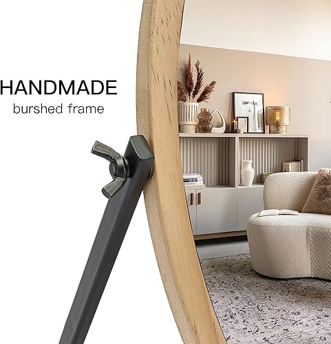 Miniatura 5 de Geloo Espejo de mesa de maquillaje de tocador, espejos de escritorio con rotación ajustable de 360 grados, espejo de pie pequeño con marco de madera